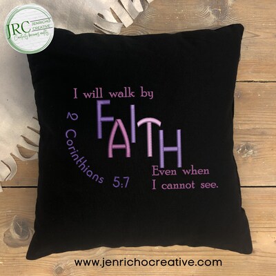 Faith - Corinthians 5:7 Embroidered Pillow Cover - image2